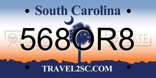 568OR8 South Carolina License Plate