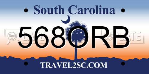 568ORB South Carolina License Plate