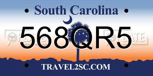 568QR5 South Carolina License Plate