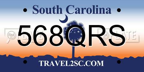 568QRS South Carolina License Plate