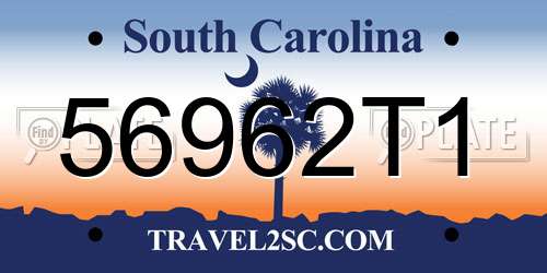 56962T1 South Carolina License Plate