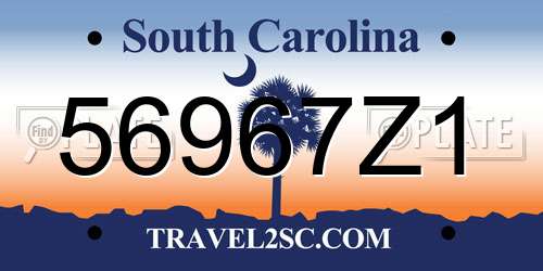 56967Z1 South Carolina License Plate