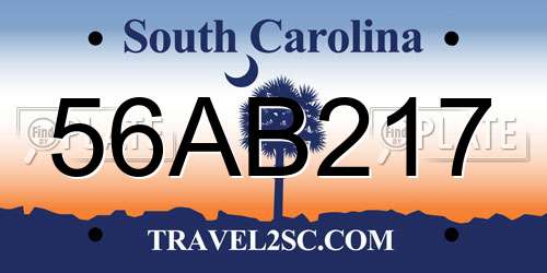 56AB217 South Carolina License Plate
