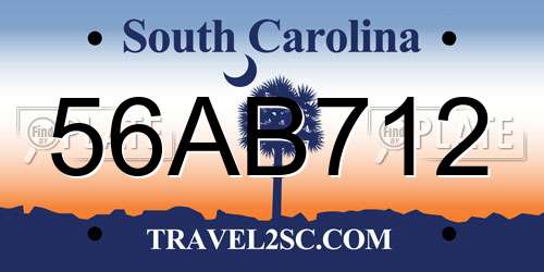 56AB712 South Carolina License Plate