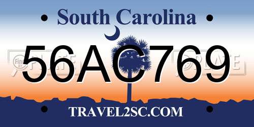 56AC769 South Carolina License Plate