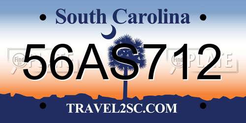 56AS712 South Carolina License Plate