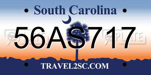 56AS717 South Carolina License Plate