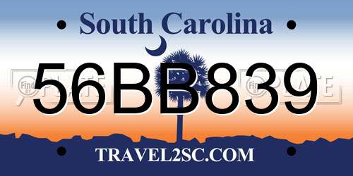 56BB839 South Carolina License Plate