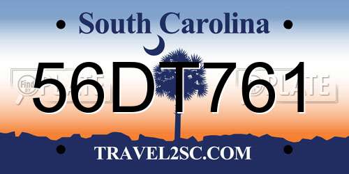 56DT761 South Carolina License Plate