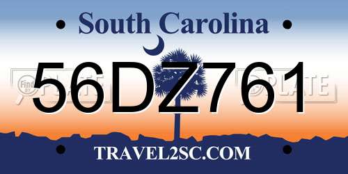 56DZ761 South Carolina License Plate