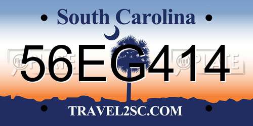 56EG414 South Carolina License Plate