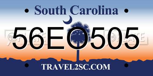 56EO505 South Carolina License Plate