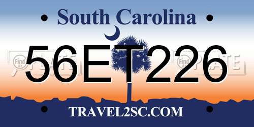 56ET226 South Carolina License Plate