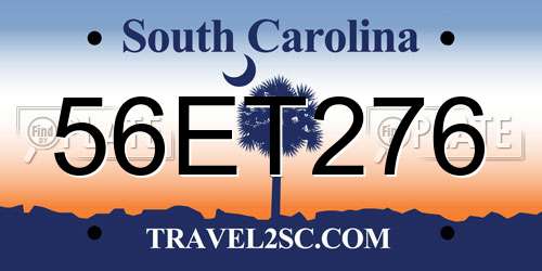 56ET276 South Carolina License Plate