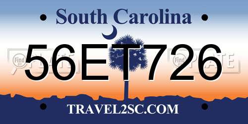 56ET726 South Carolina License Plate