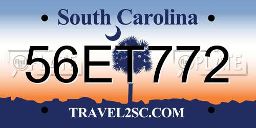 56ET772 South Carolina License Plate
