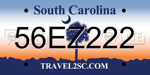 56EZ222 South Carolina License Plate
