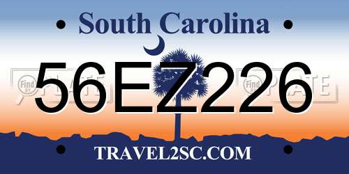 56EZ226 South Carolina License Plate