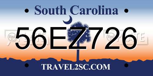 56EZ726 South Carolina License Plate