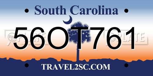 56OT761 South Carolina License Plate