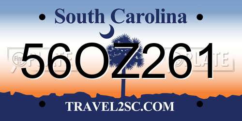 56OZ261 South Carolina License Plate