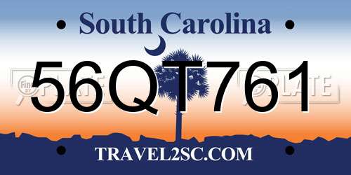 56QT761 South Carolina License Plate