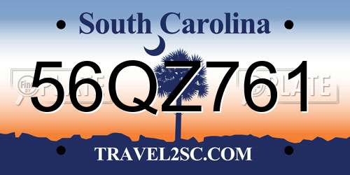 56QZ761 South Carolina License Plate