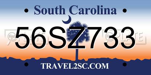 56SZ733 South Carolina License Plate