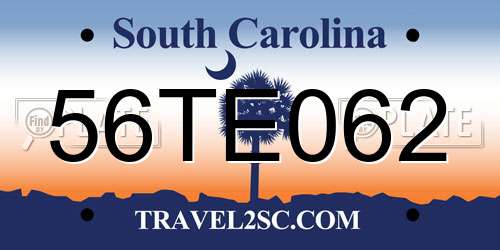 56TE062 South Carolina License Plate