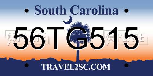 56TG515 South Carolina License Plate