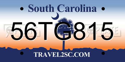 56TG815 South Carolina License Plate