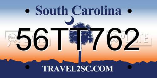 56TT762 South Carolina License Plate