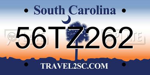 56TZ262 South Carolina License Plate