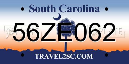 56ZE062 South Carolina License Plate