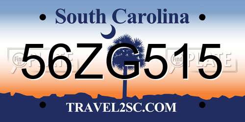 56ZG515 South Carolina License Plate