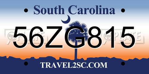 56ZG815 South Carolina License Plate