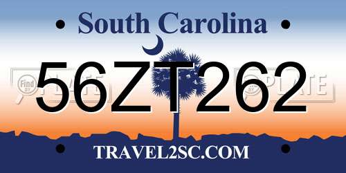 56ZT262 South Carolina License Plate