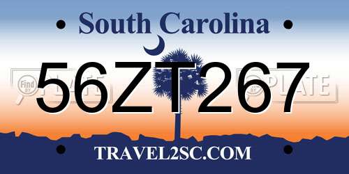 56ZT267 South Carolina License Plate