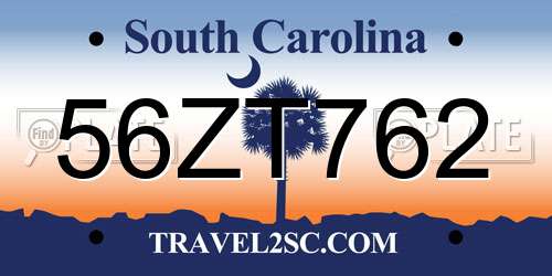 56ZT762 South Carolina License Plate