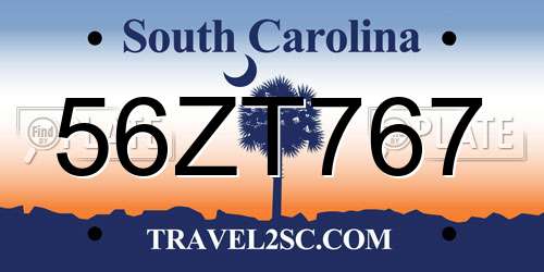 56ZT767 South Carolina License Plate