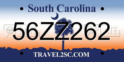 56ZZ262 South Carolina License Plate
