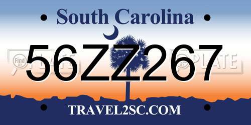 56ZZ267 South Carolina License Plate