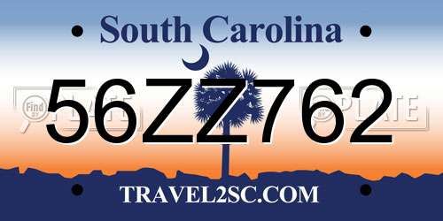 56ZZ762 South Carolina License Plate