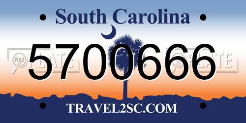 5700666 South Carolina License Plate