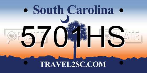 5701HS South Carolina License Plate