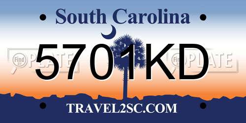 5701KD South Carolina License Plate