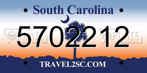 5702212 South Carolina License Plate