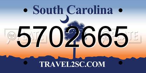 5702665 South Carolina License Plate