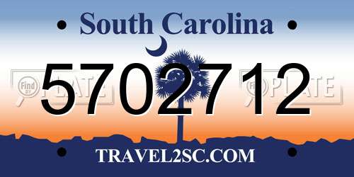 5702712 South Carolina License Plate