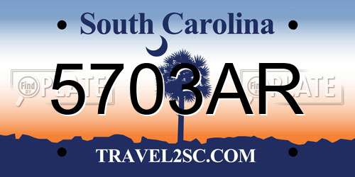 5703AR South Carolina License Plate
